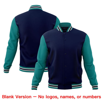 Custom Navy Teal Gray Jacket Classic Style Full-Snap Club & Spirit Wear Breathable