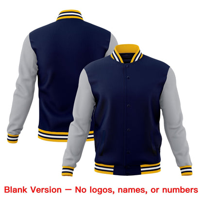 Custom Navy Gold White Jacket Classic Style Full-Snap Club & Spirit Wear Wrinkle-Resistant