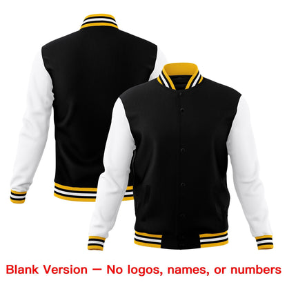 Custom Black Gold White Jacket Classic Style Full-Snap Club & Spirit Wear Breathable