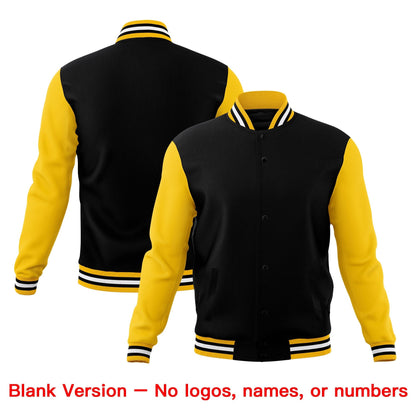 Custom Black Gold White Jacket Classic Style Full-Snap Club & Spirit Wear Breathable