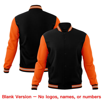Custom Black Orange Gray Jacket Classic Style Full-Snap Club & Spirit Wear Breathable