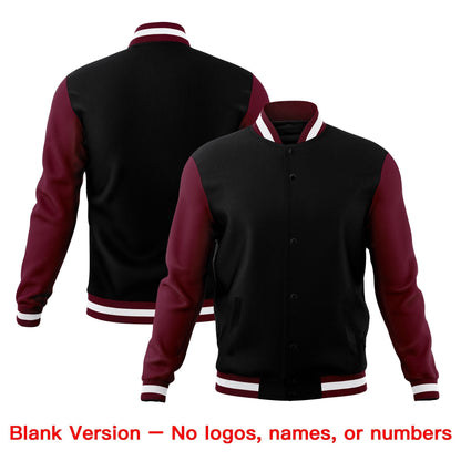 Custom Black Burgundy White Jacket Classic Style Full-Snap Club & Spirit Wear Breathable
