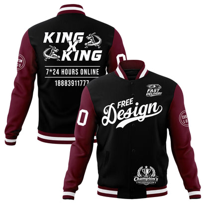 Custom Black Burgundy White Jacket Classic Style Full-Snap Club & Spirit Wear Wrinkle-Resistant