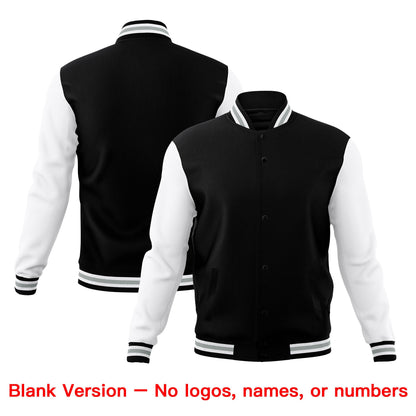 Custom Black White Gray Jacket Classic Style Full-Snap Club & Spirit Wear Wrinkle-Resistant