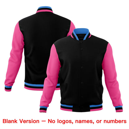 Custom Black Light Blue Pink Jacket Classic Style Full-Snap Club & Spirit Wear Wrinkle-Resistant