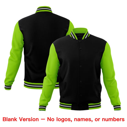 Custom Black Green Gray Jacket Classic Style Full-Snap Club & Spirit Wear Wrinkle-Resistant