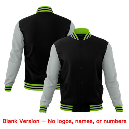 Custom Black Green Gray Jacket Classic Style Full-Snap Club & Spirit Wear Breathable