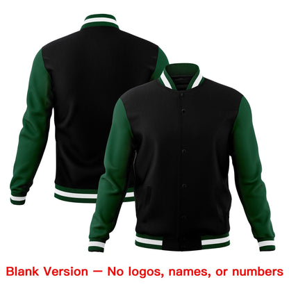 Custom Black Green White Jacket Classic Style Full-Snap Club & Spirit Wear Breathable
