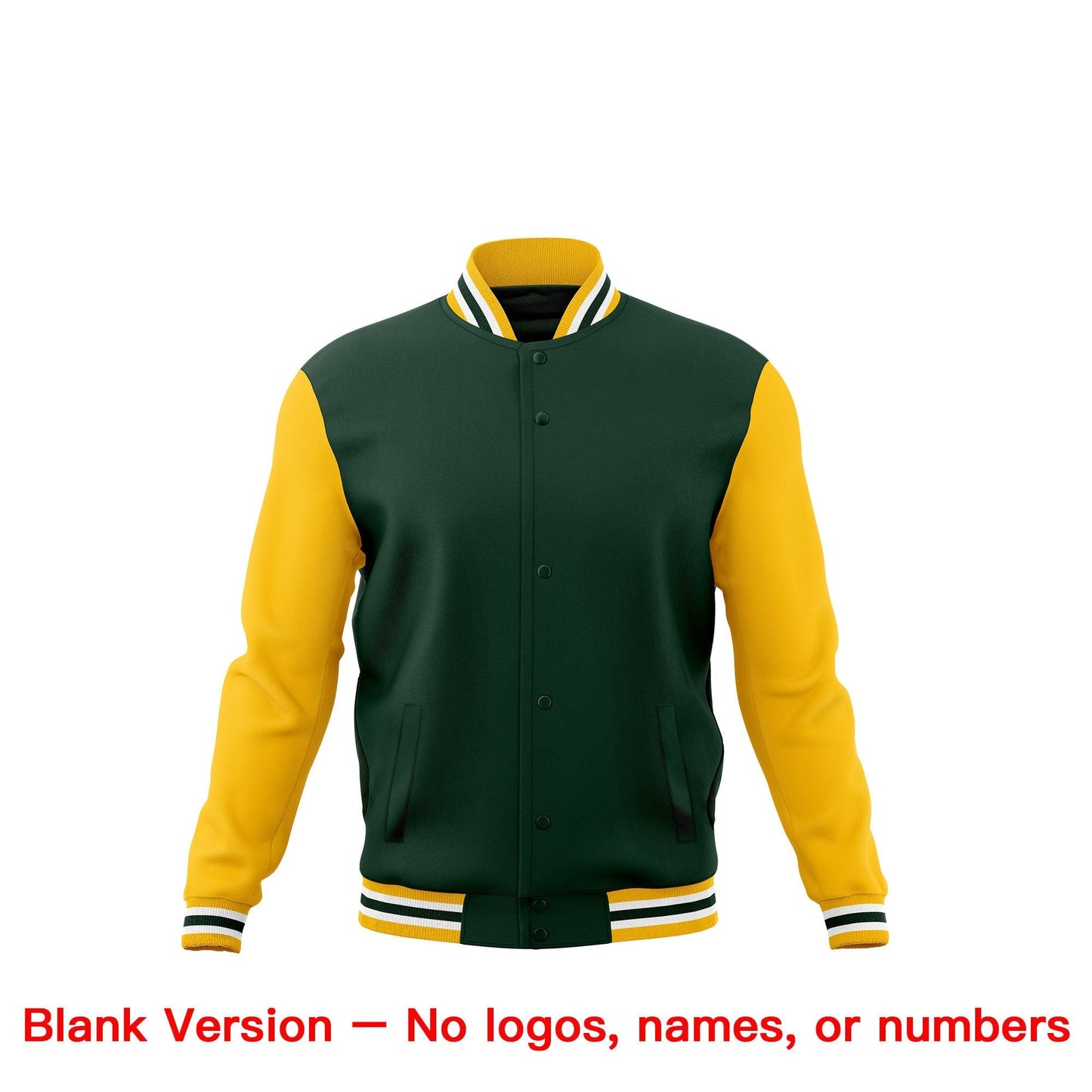 Custom Green Gold White Jacket Classic Style Full-Snap Club & Spirit Wear Breathable