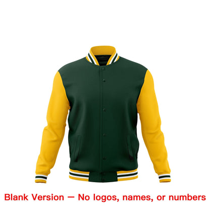 Custom Green Gold White Jacket Classic Style Full-Snap Club & Spirit Wear Breathable