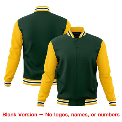Custom Green Gold White Jacket Classic Style Full-Snap Club & Spirit Wear Wrinkle-Resistant