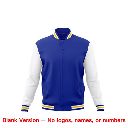 Custom Royal Blue White Gold Jacket Classic Style Full-Snap Club & Spirit Wear Breathable