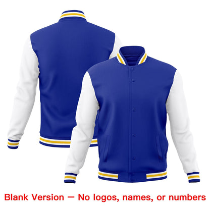 Custom Royal Blue White Gold Jacket Classic Style Full-Snap Club & Spirit Wear Wrinkle-Resistant