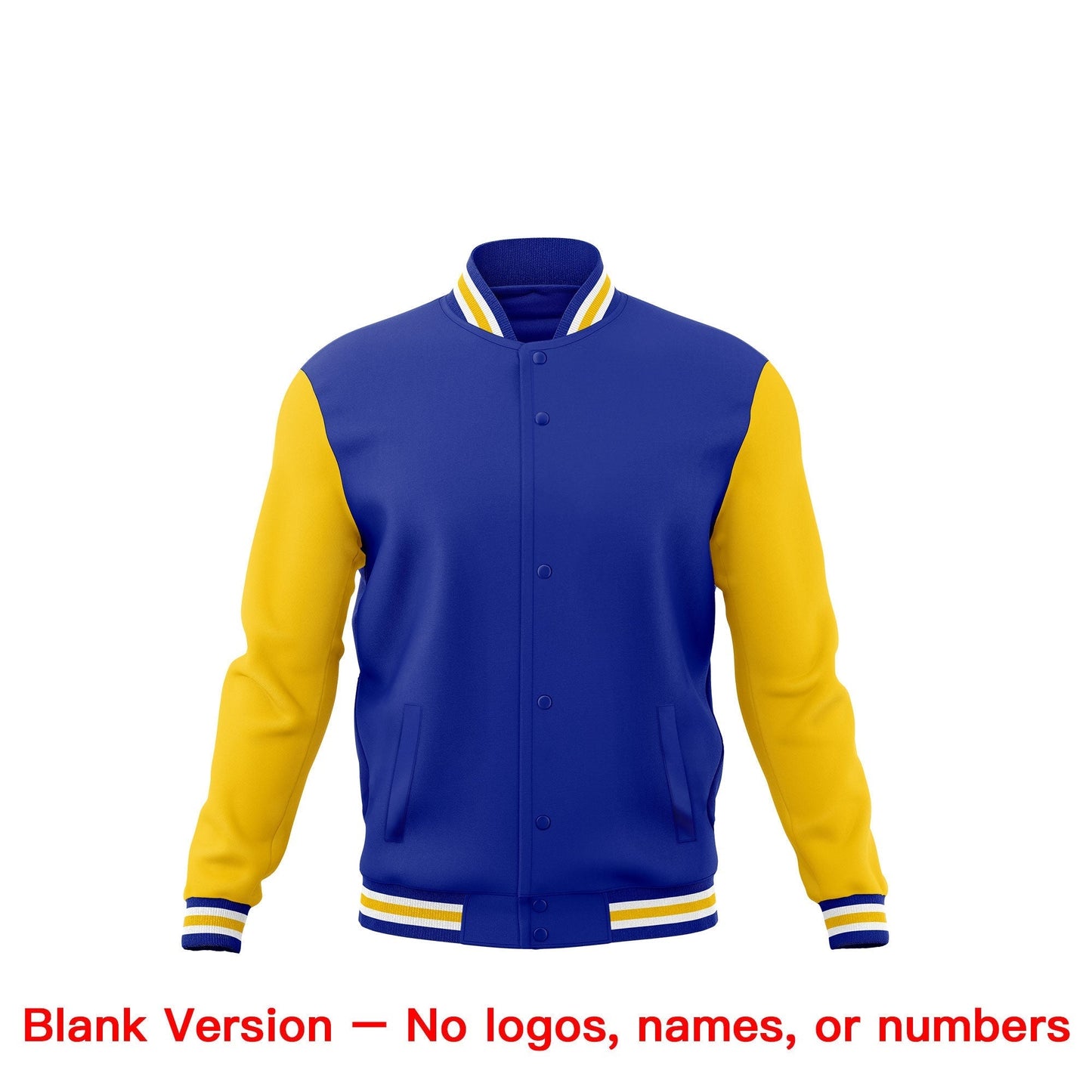 Custom Royal Blue White Gold Jacket Classic Style Full-Snap Club & Spirit Wear Breathable
