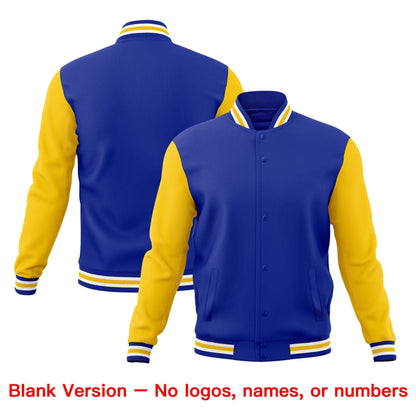 Custom Royal Blue White Gold Jacket Classic Style Full-Snap Club & Spirit Wear Wrinkle-Resistant