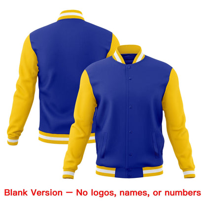 Custom Royal Blue Gold White Jacket Classic Style Full-Snap Club & Spirit Wear Wrinkle-Resistant