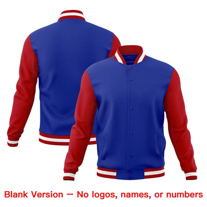 Custom Royal Blue Red White Jacket Classic Style Full-Snap Club & Spirit Wear Wrinkle-Resistant