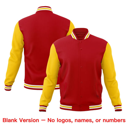 Custom Red White Gold Jacket Classic Style Full-Snap Club & Spirit Wear Wrinkle-Resistant
