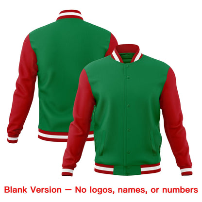 Custom Kelly Green Red White Jacket Classic Style Full-Snap Club & Spirit Wear Wrinkle-Resistant