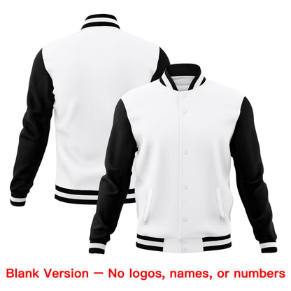 Custom White Black Jacket Classic Style Full-Snap Club & Spirit Wear Breathable