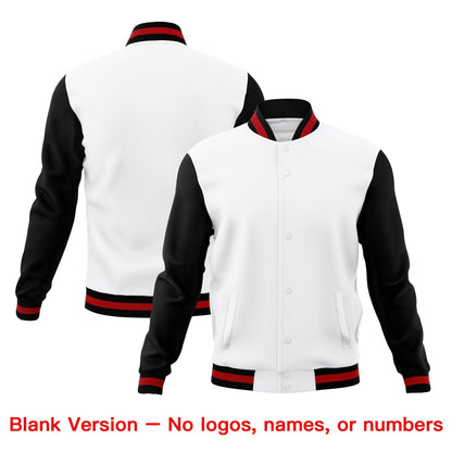 Custom White Black Red Jacket Classic Style Full-Snap Club & Spirit Wear Breathable