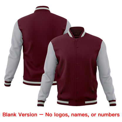 Custom Crimson Gray Jacket Classic Style Full-Snap Club & Spirit Wear Breathable