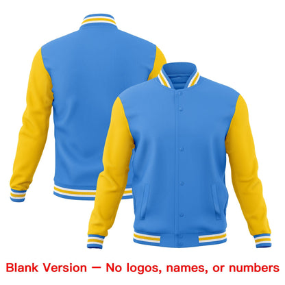 Custom Powder Blue Light Blue White Jacket Classic Style Full-Snap Club & Spirit Wear Breathable