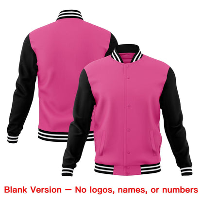 Custom Pink Black White Jacket Classic Style Full-Snap Club & Spirit Wear Wrinkle-Resistant