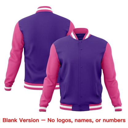 Custom Purple Pink White Jacket Classic Style Full-Snap Club & Spirit Wear Breathable