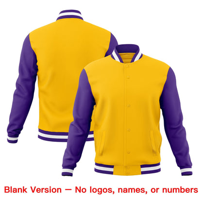 Custom Gold Purple White Jacket Classic Style Full-Snap Club & Spirit Wear Wrinkle-Resistant
