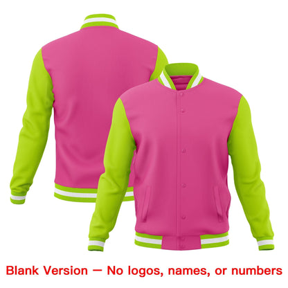 Custom Pink Neon Green White Jacket Classic Style Full-Snap Club & Spirit Wear Breathable