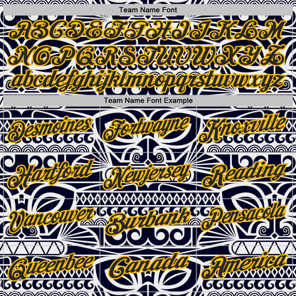 Custom White Black-Gold Mexican Aztec Mayan Tribal Performance Polo Shirt