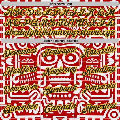 Custom Red Black-Gold Mexican Aztec Mayan Tribal Performance Polo Shirt