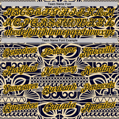 Custom Cream Black-Gold Mexican Aztec Mayan Tribal Performance Polo Shirt