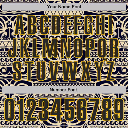 Custom Cream Black-Gold Mexican Aztec Mayan Tribal Performance Polo Shirt