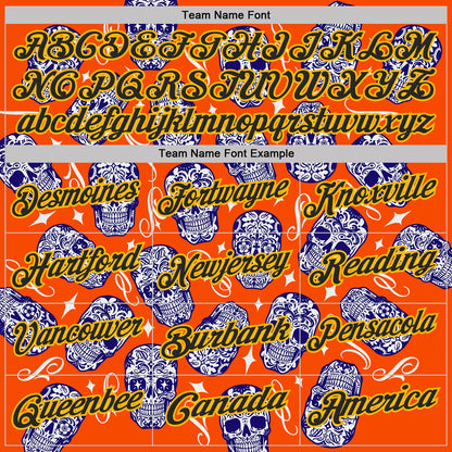 Custom Orange Black-Gold Day of the Dead Mexican Sugar Skull Performance Polo Shirt
