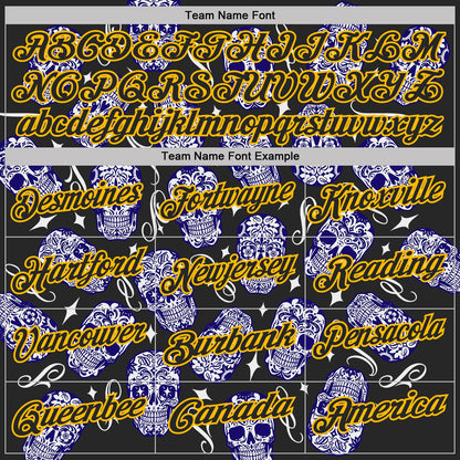 Custom Black-Gold Day of the Dead Mexican Sugar Skull Performance Polo Shirt