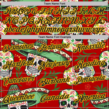 Custom Red Black-Gold Day of the Dead Mexican Sugar Skull Performance Polo Shirt