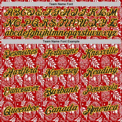 Custom Red Black-Gold Day of the Dead Mexican Sugar Skull Performance Polo Shirt