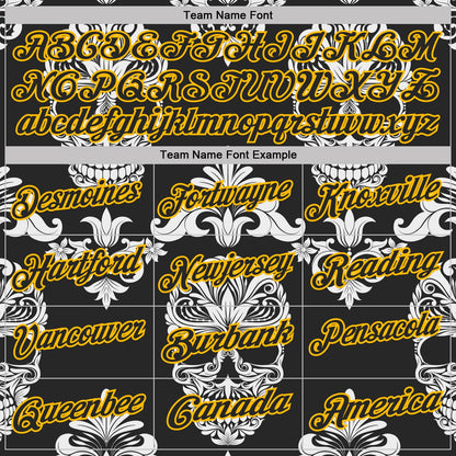Custom Black-Gold Day of the Dead Mexican Sugar Skull Performance Polo Shirt