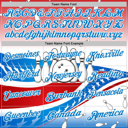 Custom Red Blue-White Bowling American Flag Gradient Performance Polo Shirt