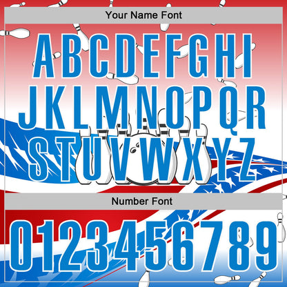 Custom Red Blue-White Bowling American Flag Gradient Performance Polo Shirt