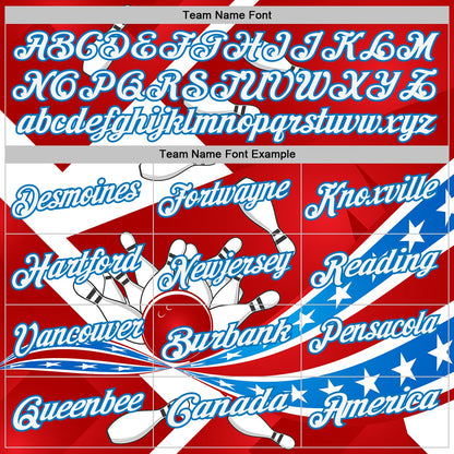 Custom Red White-Blue Bowling Strike American Flag Performance Polo Shirt