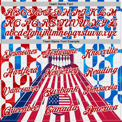 Custom White Red-Blue Bowling American Flag Performance Polo Shirt