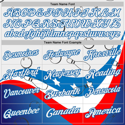 Custom White Red-Blue Bowling American Flag Performance Polo Shirt