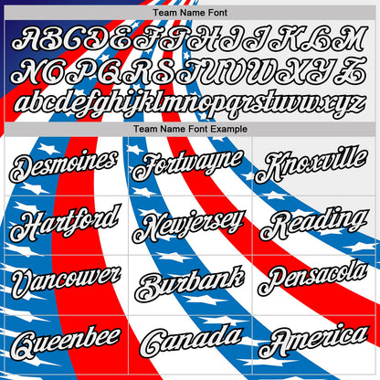 Custom White Red Blue-Black Bowling American Flag Performance Polo Shirt