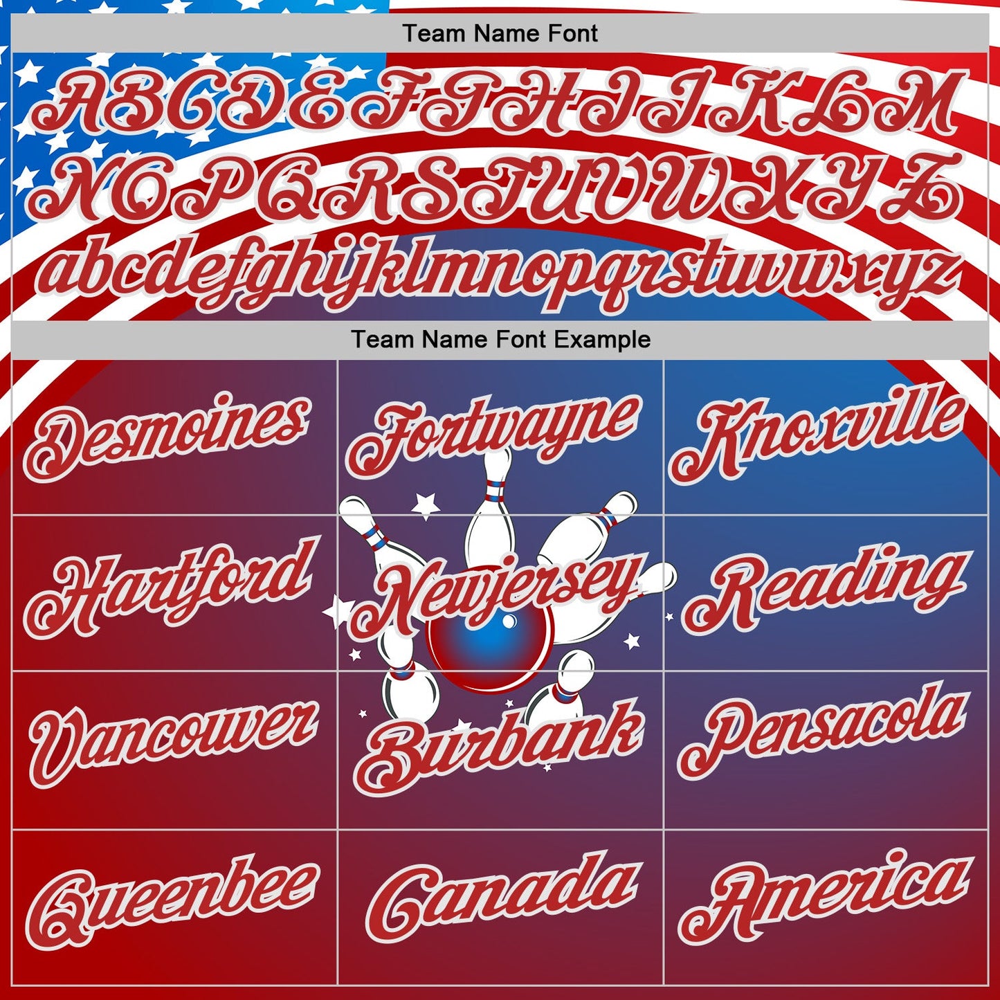 Custom Blue Red-White Bowling American Flag Gradient Performance Polo Shirt