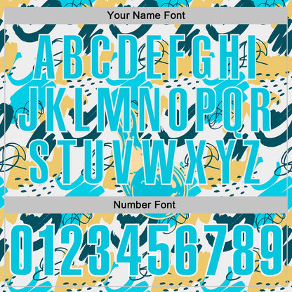Custom White Blue-Yellow Bowling Abstract Painting Performance Polo Shirt
