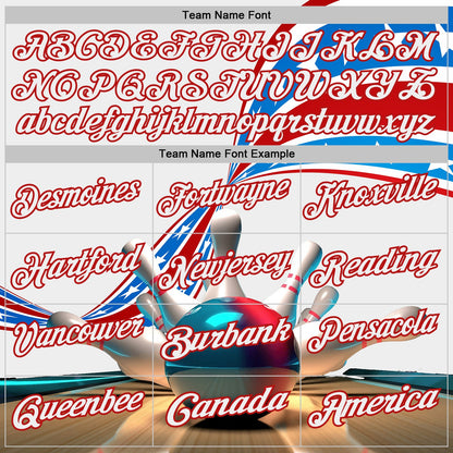 Custom White-Red Bowling Strike American Flag Performance Polo Shirt