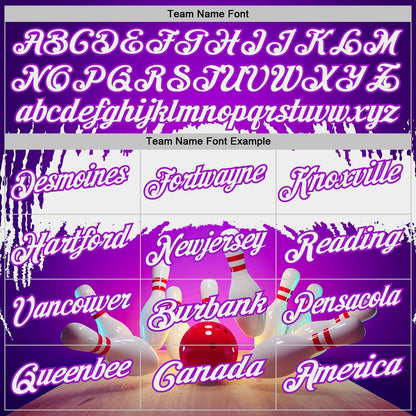 Custom Purple-White Bowling Strike Hitting Performance Polo Shirt
